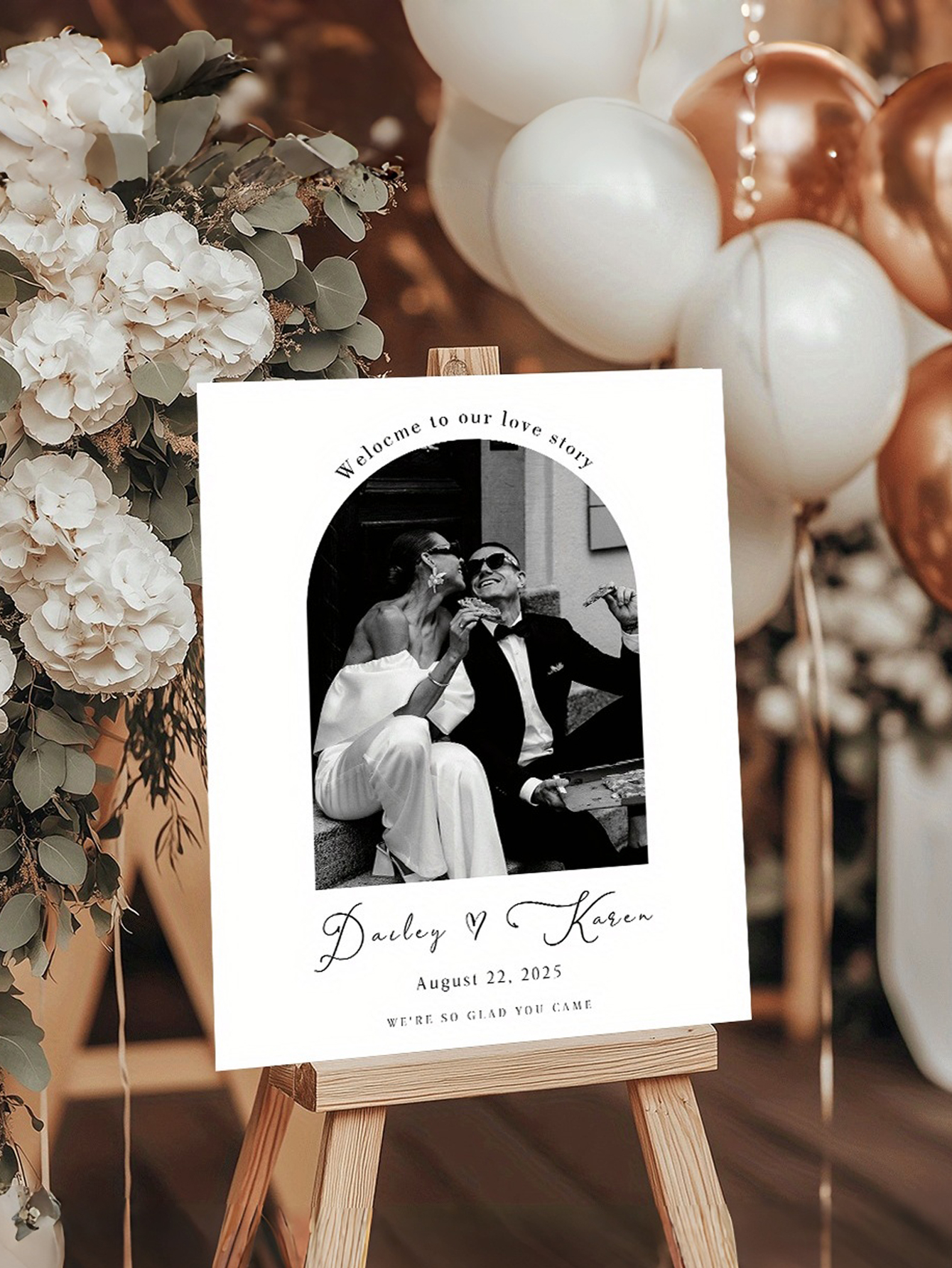 Personalized Wedding Welcome Photo Sign - PVC Material with Custom Names and Date